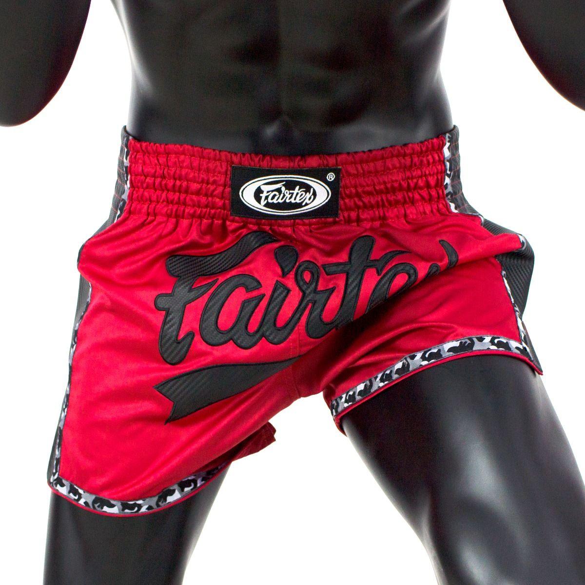 Shorts Muay Thai Fairtex - Vermelho/Preto - Thai Shark